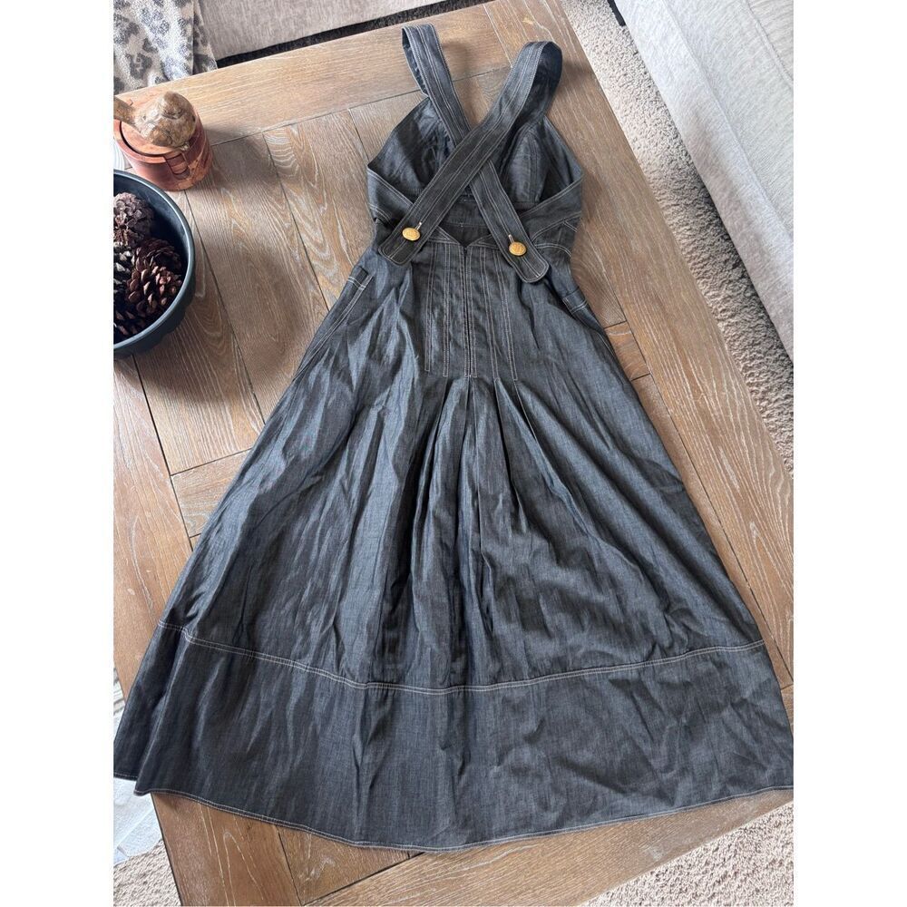 Anna Mason The Sun dress in lightweight black denim with signature pinkish topst - Picture 7 of 13